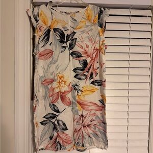 C&C California Linen Dress with Floral Design